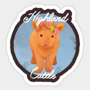 Flower Highland Cattle Sticker